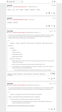 A more simple view on the stream of annotations for the Degrowth tag